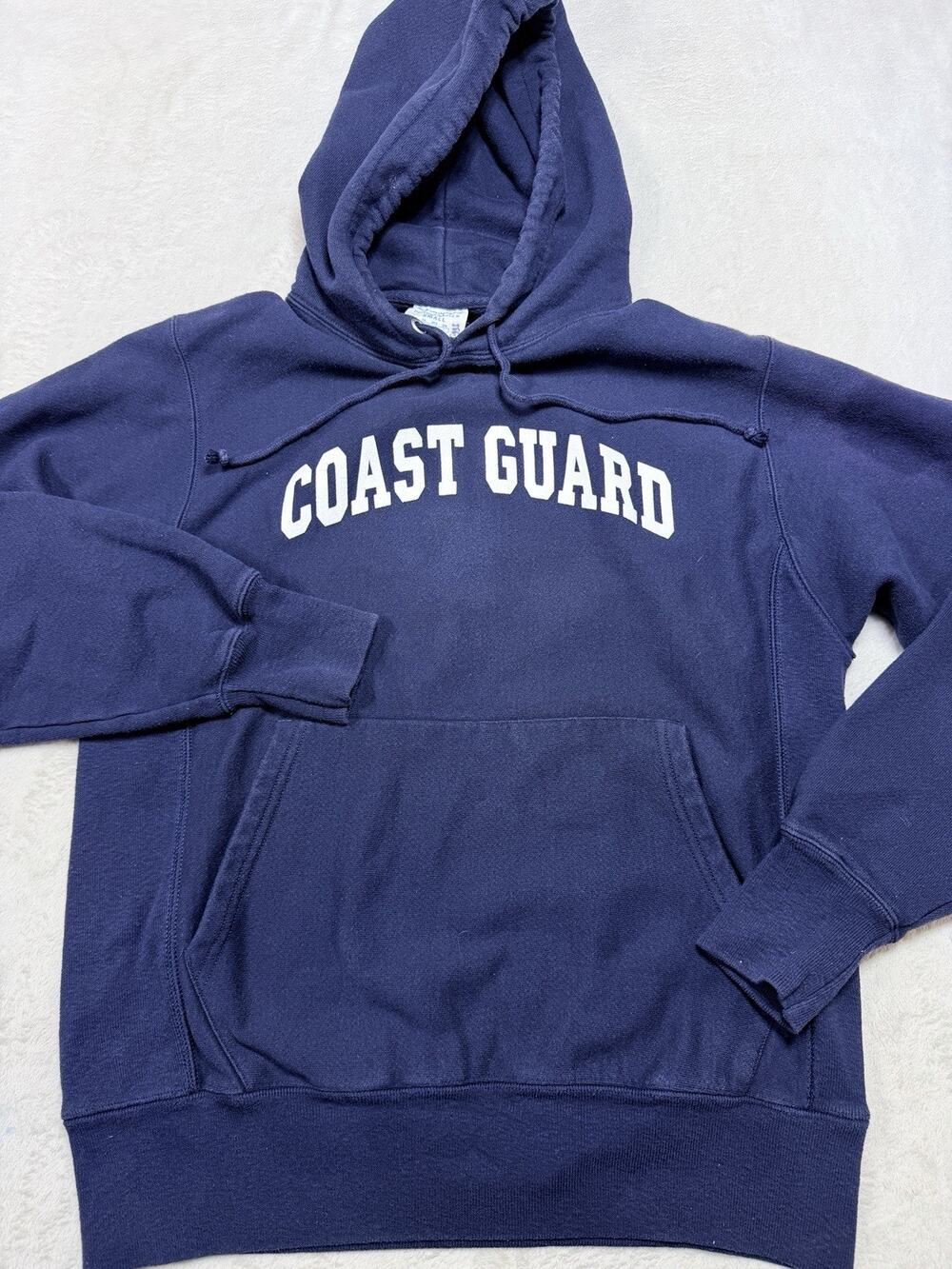 Champion Reverse Weave Coast Guard Hoodie Navy Blue Sweatshirt Mens Size Small